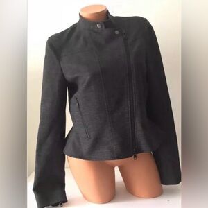 Theory Kinde Persuade Moto Jacket Charcoal Grey